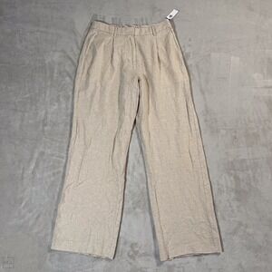 NEW Old Navy Women's Pants Taylor Wide Leg Trouser Linen Blend Flowy M‎ Beige